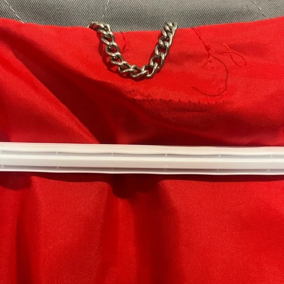 Vintage Mid-Century Grey Wool Nursing Cape with Red RNA Embroidery - Picture 9 of 12